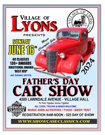 Sunday, June 16th - Lyon's Father's Day Car Show in Lyons
